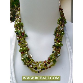 Mix Beading wrap Necklaces combain with Green Pearl and Shells